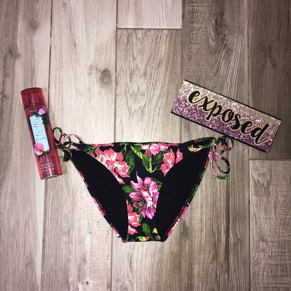 Black Poppy Floral Bikini Bottoms